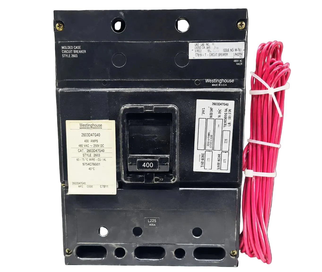 Westinghouse 2603D47G40 400A 3 Pole Circuit Breaker NOS Industrial MCCB New